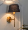 Epstein Single Light Wall Fitting In Antique Brass Finish With Cotton Black Shade