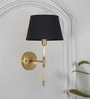 Epstein Single Light Wall Fitting In Antique Brass Finish With Cotton Black Shade
