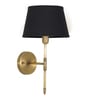 Epstein Single Light Wall Fitting In Antique Brass Finish With Cotton Black Shade