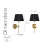 Epstein Single Light Wall Fitting In Antique Brass Finish With Cotton Black Shade