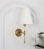 Epstein Single Light Wall Fitting In Antique Brass Finish With Cotton Off-White Shade