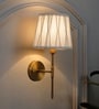 Epstein Single Light Wall Fitting In Antique Brass Finish With Cotton White Shade