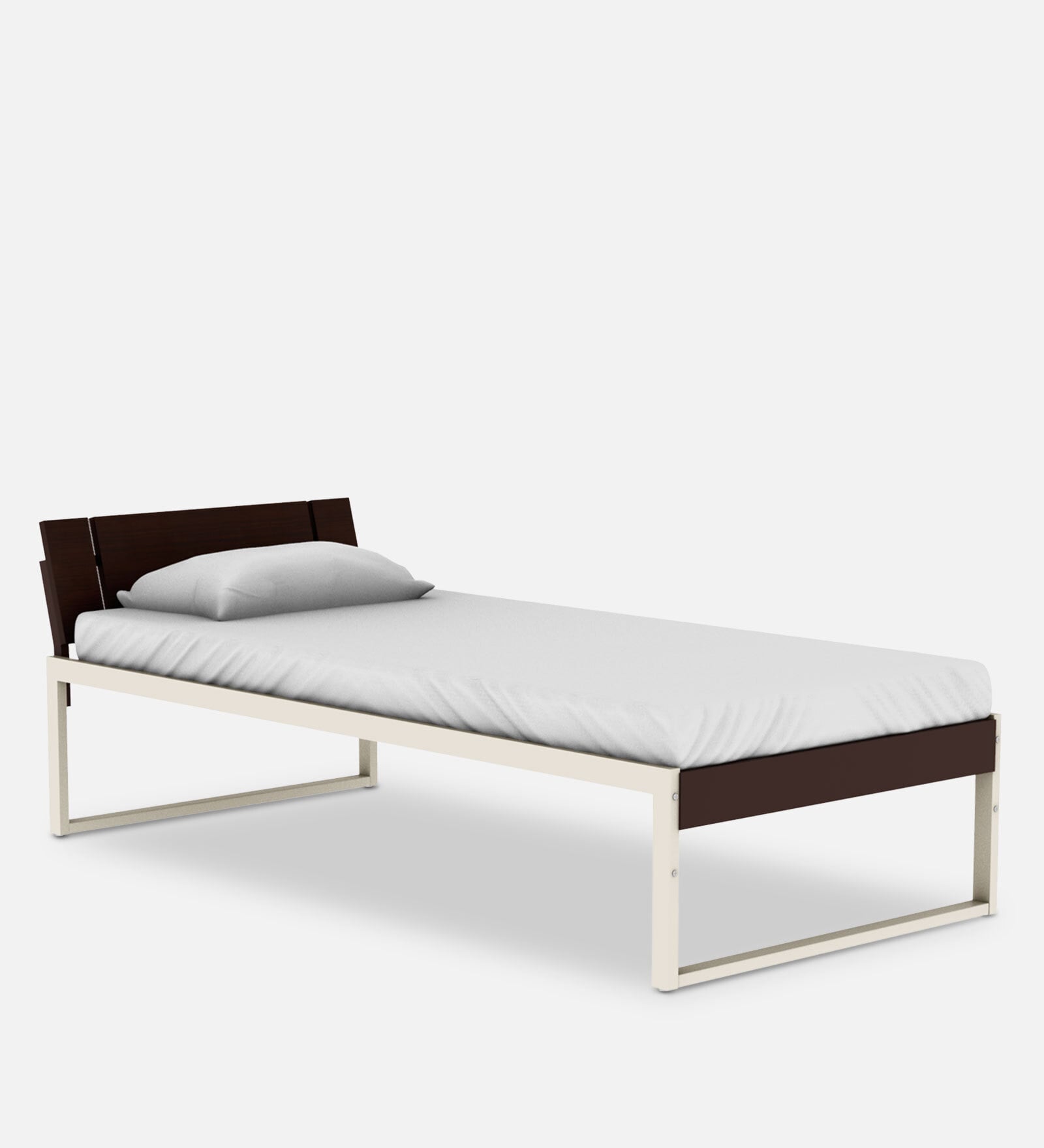 EQ Single Size Bed in Brown & White Colour