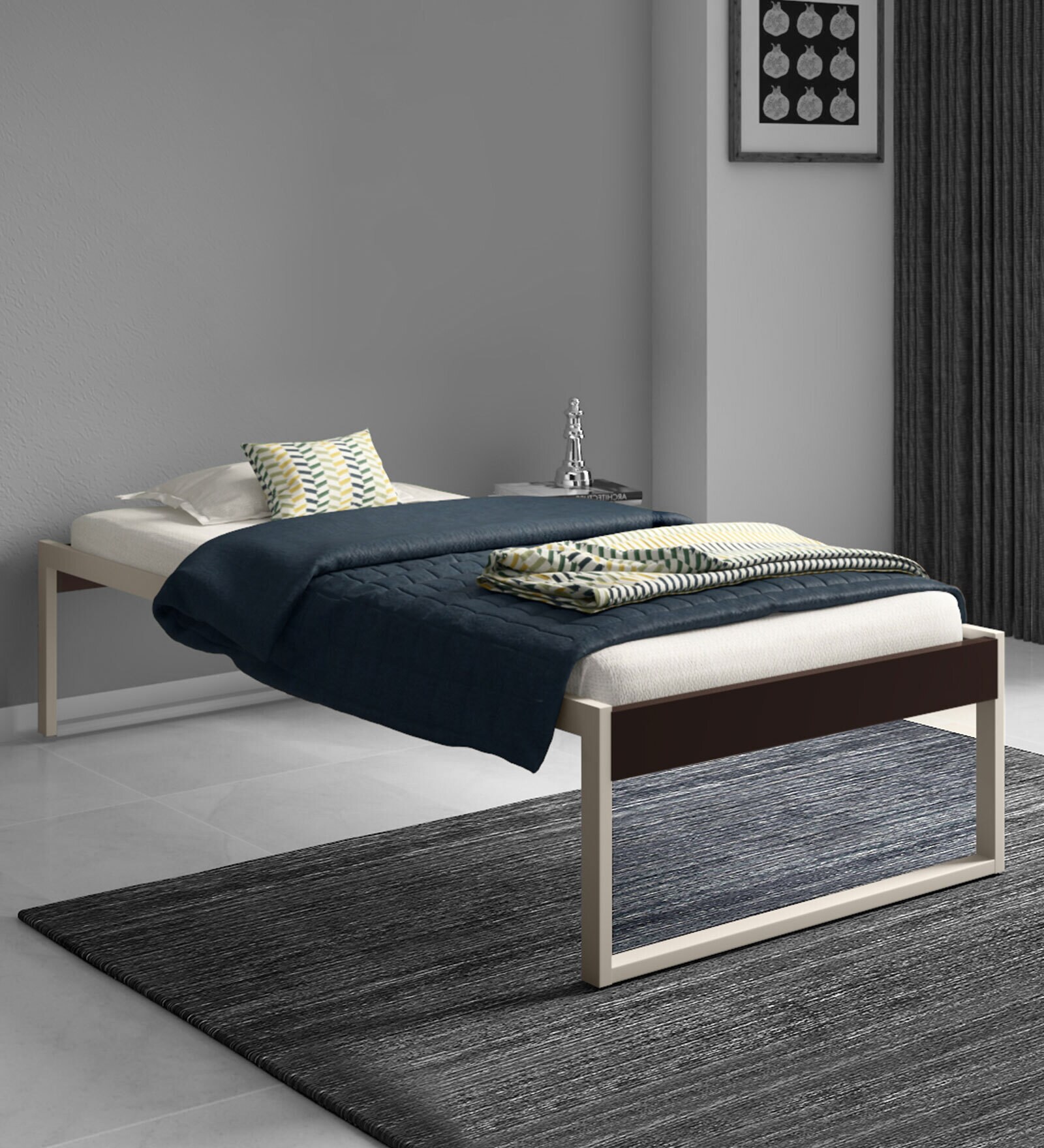 Buy Eq Metal Single Bed In Brown White Finish At Off By Godrej