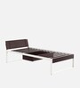 EQ Steel Single Bed in Brown & White Colour With Drawer Storage