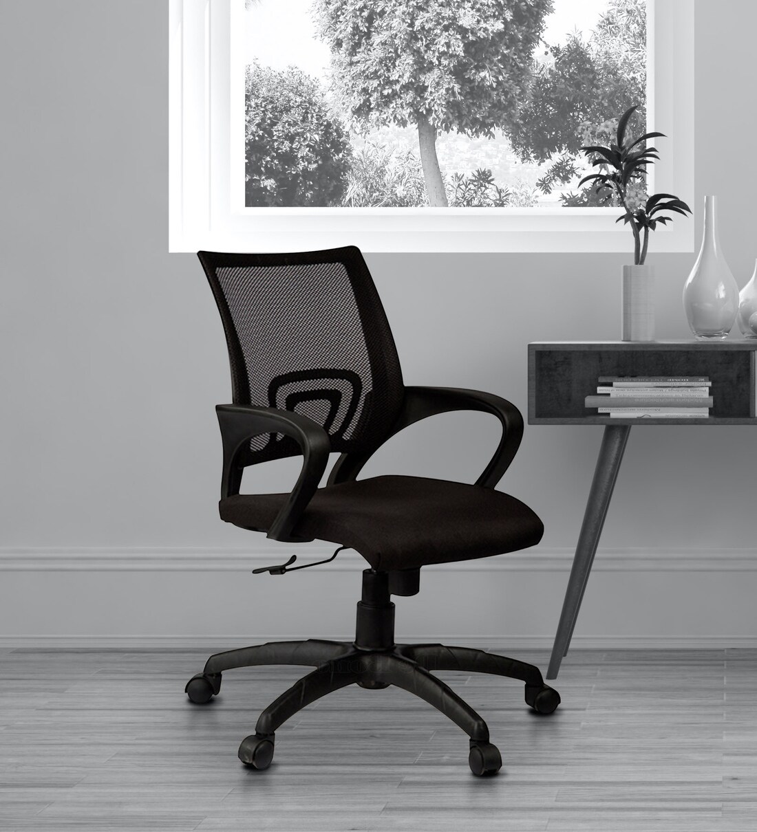 Buy Ergonomic Chair in Black Colour by Adiko Systems Online Mid Back