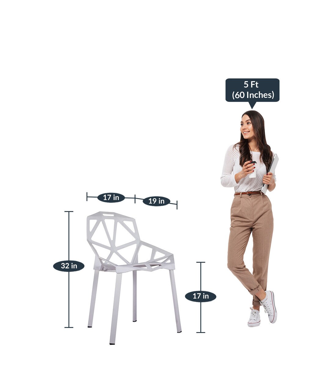 Buy Erica Plastic Chair in White Colour by Creative Seating System