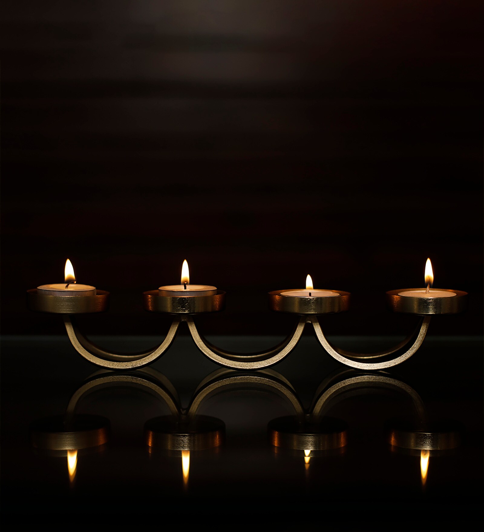 Erika Set Of 4 Gold Mild Steel Table Tealight Candle Holders