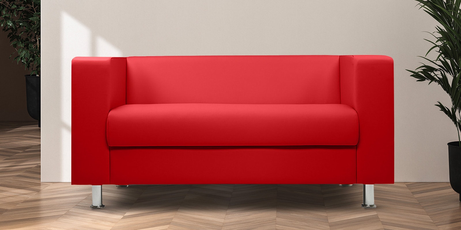 Erwin Leatherette 2 Seater Sofa In Red Color