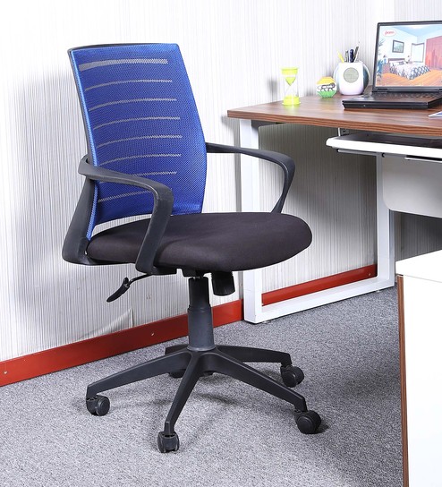 Buy Ergonomic Chair In Blue Colour By Parin Online Mid Back