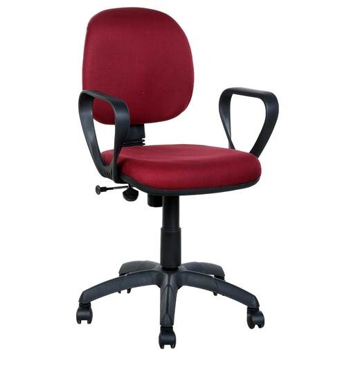 Buy Pearl Ergonomic Chair In Maroon Colour By Parin Online Mid