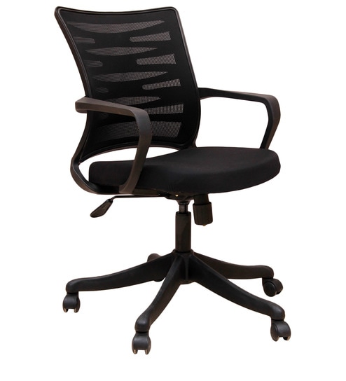 Ergonomic Low Back Chair In Black Colour By Geeken