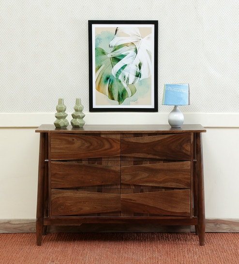 Buy Eris Solid Wood Chest Of Drawers In Sheesham Stone Finish By