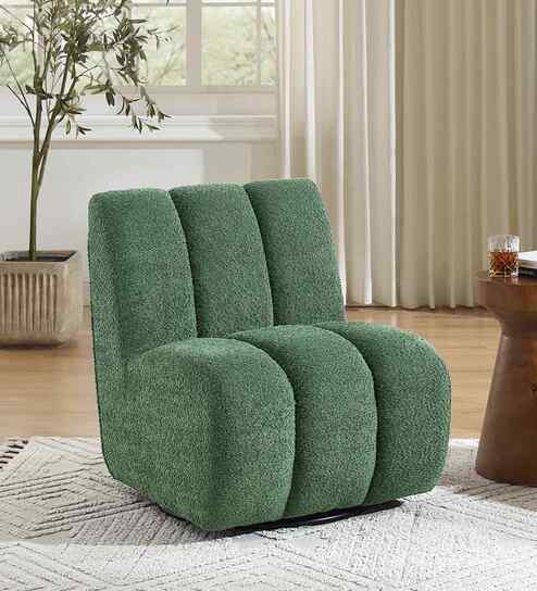 Eroomy Boucle Slipper Chair In Green Colour