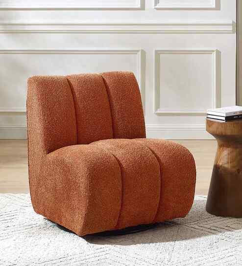 Eroomy Boucle Slipper Chair In Orange Colour