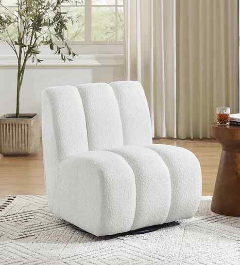 Eroomy Boucle Slipper Chair In White Colour