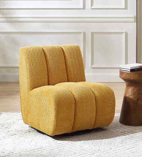 Eroomy Boucle Slipper Chair In Yellow Colour