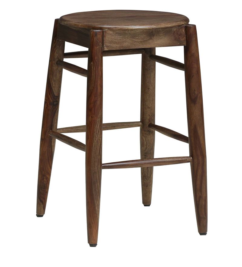 Buy Eris Solid Wood Bar Stool in Sheesham Stone Finish By Woodsworth