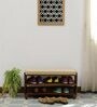 Rezzan Sheesham Wood Shoe Rack With Seating In Scratch Resistant Rustic Teak Finish