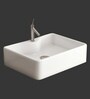 Rectangular Shape Ceramic White Counter Top Wash Basin (L: 19, W: 15, H: 6 Inches)
