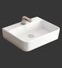 Rectangular Shape Ceramic White Counter Top Wash Basin (L: 20, W: 13, H: 6 Inches)