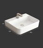 Rectangular Shape Ceramic White Counter Top Wash Basin (L: 20, W: 13, H: 6 Inches)