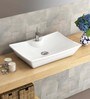 Rectangular Shape Ceramic White Counter Top Wash Basin (L: 23, W: 15, H: 6 inches)