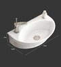 Ceramic U-Shape White Wall Mounted Wash Basin (H: 5.6, W: 16, D: 11.2 Inches)