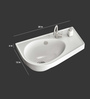 Ceramic Rectangular Shape White Wall Mounted Wash Basin (H: 7.6, W: 20, D: 12 Inches)