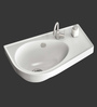 Ceramic Rectangular Shape White Wall Mounted Wash Basin (H: 7.6, W: 20, D: 12 Inches)