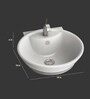 Ceramic Round Shape White Wall Mounted Wash Basin (H: 7.6, W: 18.4, D: 18.4 Inches)