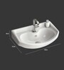 Ceramic U-Shape White Wall Mounted Wash Basin (H: 8, W: 18, D: 12.8 Inches)