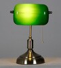 Green Shade Study Lamp with Metal Base