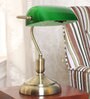 Green Shade Study Lamp with Metal Base