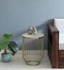 Ertil Metal End Table With Travertine Top