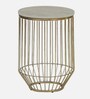 Ertil Metal End Table With Travertine Top