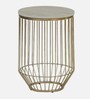 Ertil Metal End Table With Travertine Top