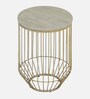 Ertil Metal End Table With Travertine Top
