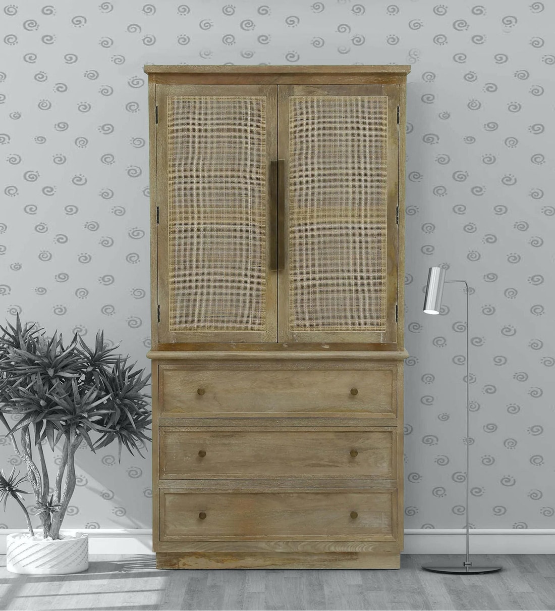 Buy Essex Solid Wood with Cane Work in Heritage White Finish By Amberville Online