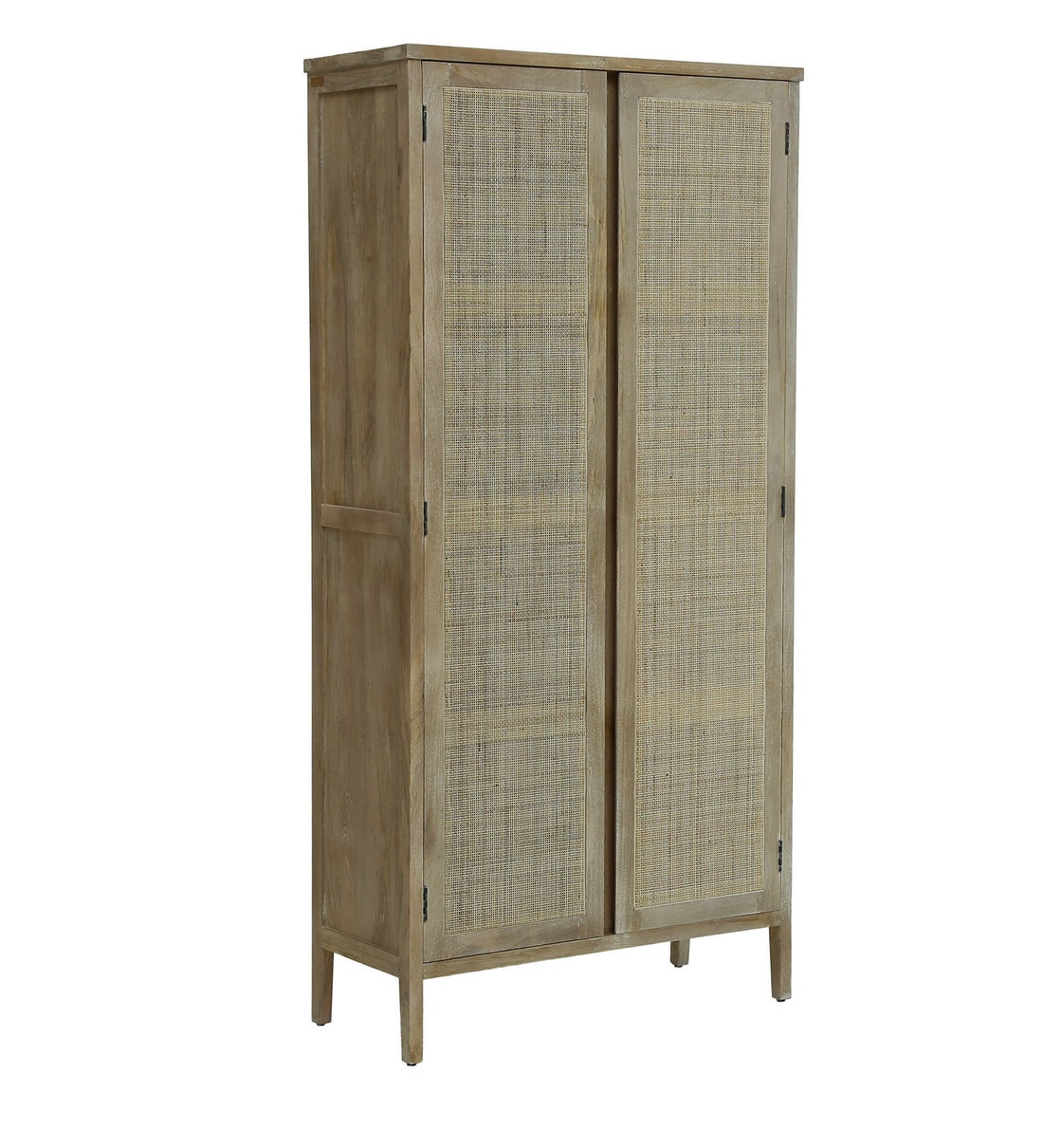 Buy Essex Solid Wood 2 Door Wardrobe with Cane Work in Heritage White