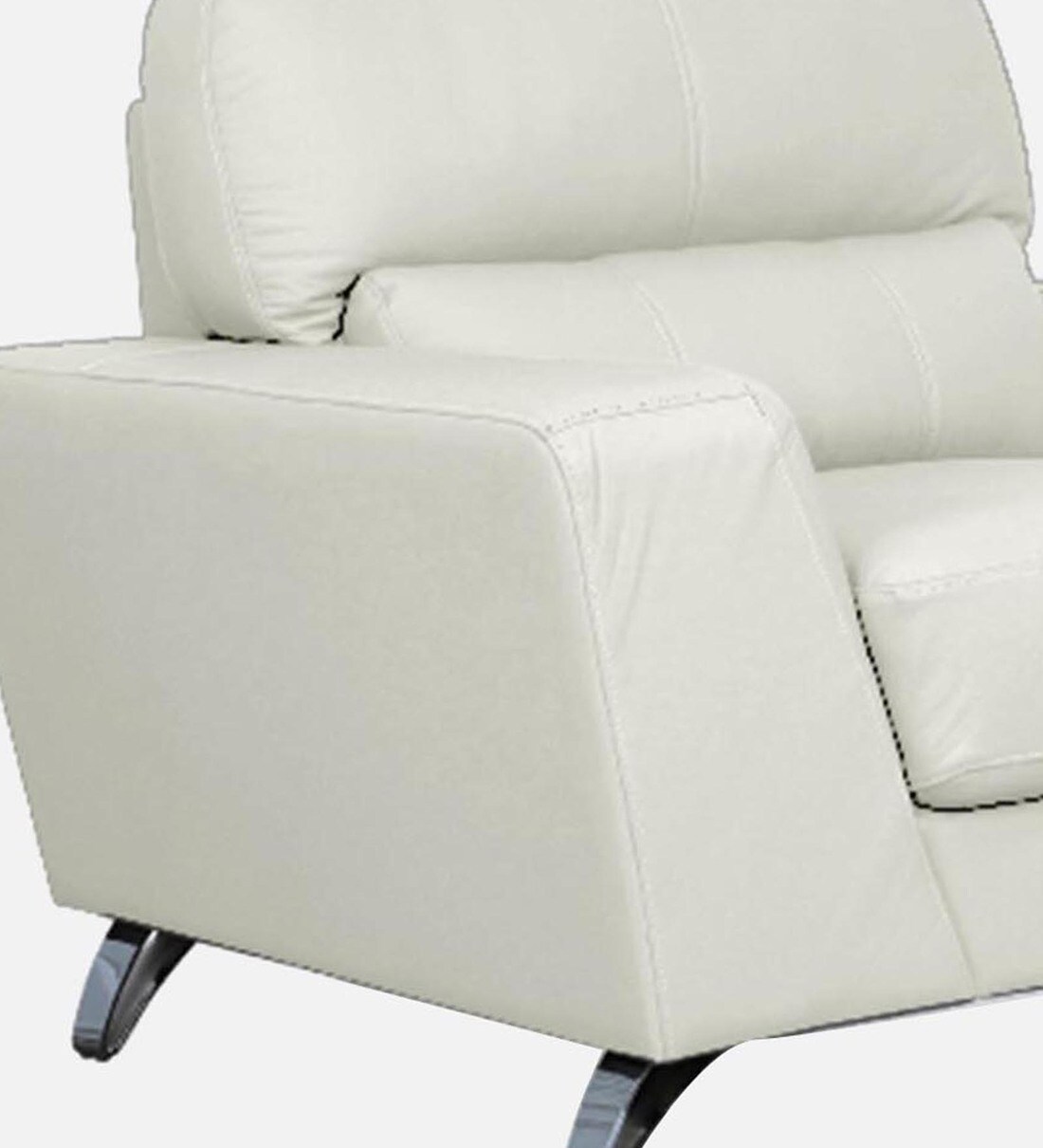 Buy Esteban Half Leather 1 Seater Sofa In Ivory Colour By Casacraft