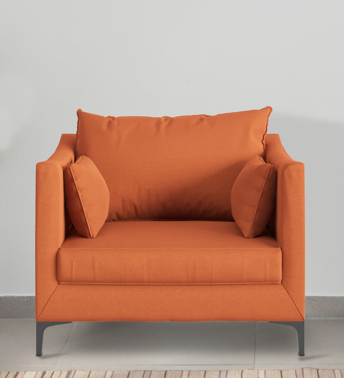 Buy Esteban Velvet 1 Seater Sofa In Rust Colour by Casacraft from