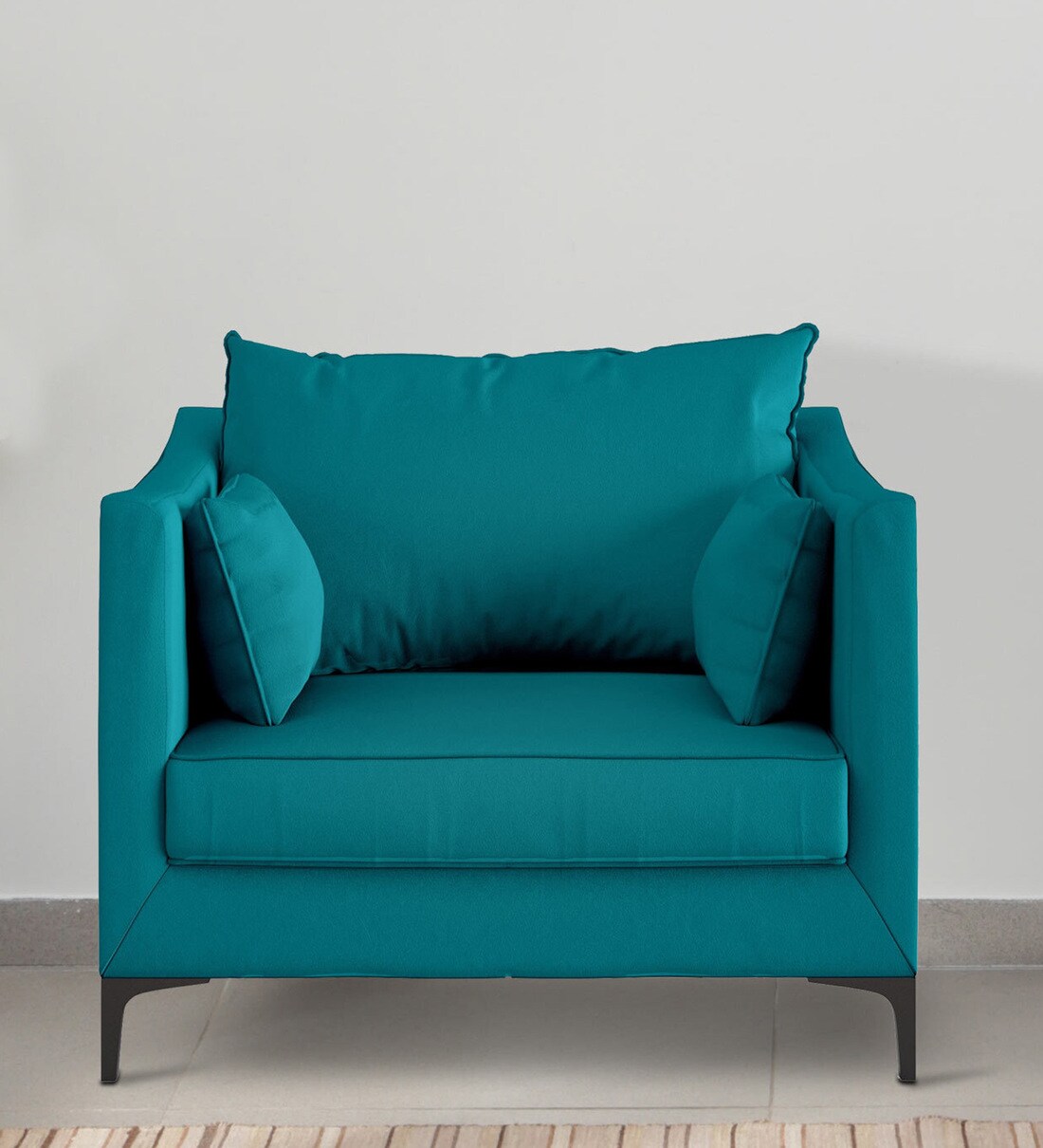 Buy Esteban Velvet 1 Seater Sofa In Turquoise Colour at 17 OFF by Casacraft from Pepperfry