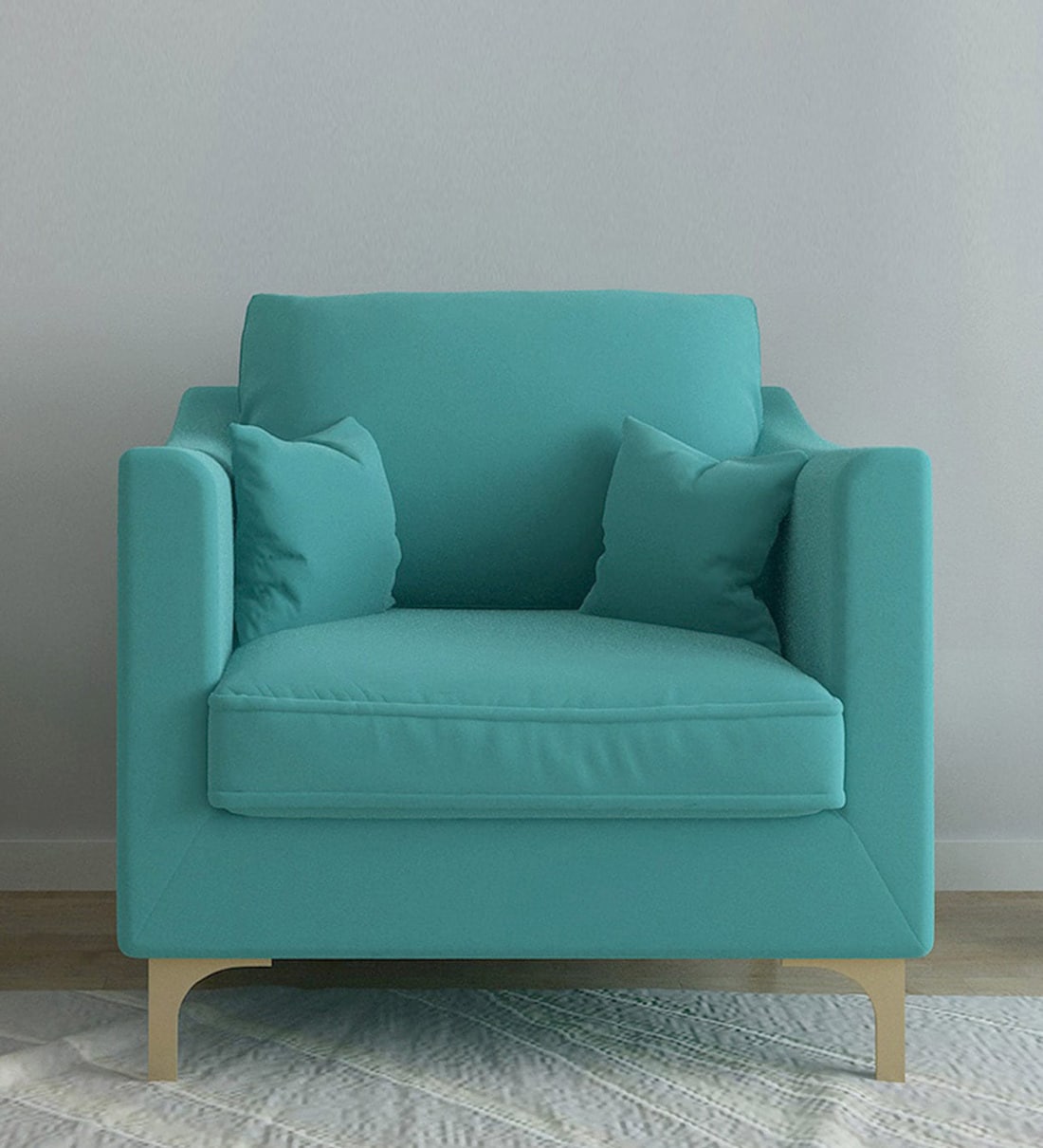 Buy Esteban Velvet 1 Seater Sofa in Turquoise Colour at 17 OFF by