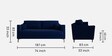 Esteban Velvet 3 Seater Sofa in Midnight Blue Colour