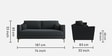 Esteban Velvet 3 Seater Sofa in Carbon Grey Colour