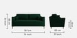 Esteban Velvet 3 Seater Sofa in Forest Green Colour
