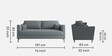 Esteban Velvet 3 Seater Sofa in Cool Grey Colour
