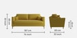 Esteban Velvet 3 Seater Sofa in Yellow Colour