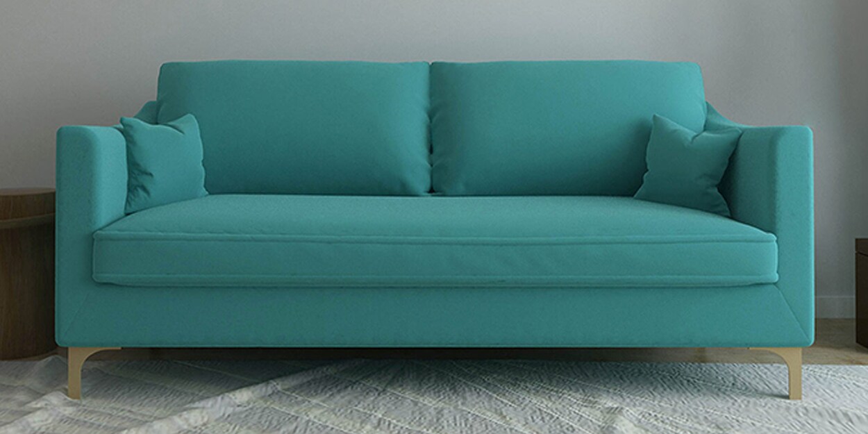 Buy Esteban Velvet 3 Seater Sofa in Turquoise Colour at 6 OFF by